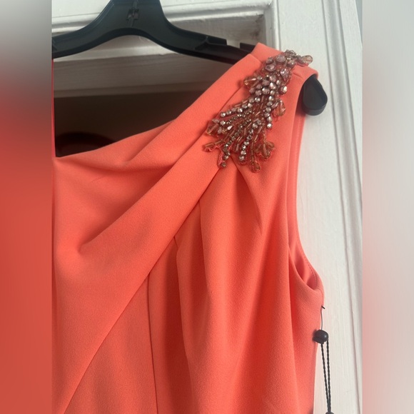 Adrianna Papel One shoulder Crepe Gown Coral NWT SIZE 2 - Picture 4 of 8
